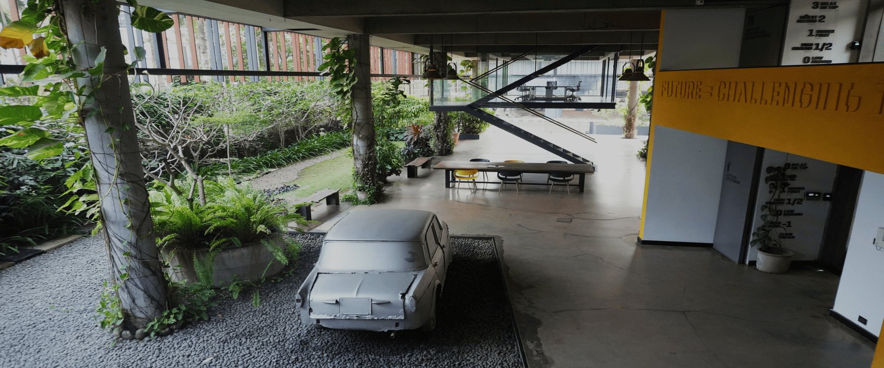 The biophilic atrium at Team Thai's Calicut headquarters